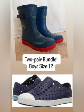 Boys Size 12 Shoe Bundle — Native Jefferson + Joules Rain Boots — Bundle & Save